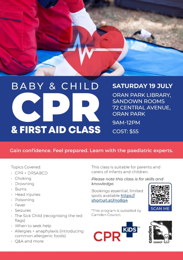 Baby and Child CPR First Aid Class 2025 Flyer A5